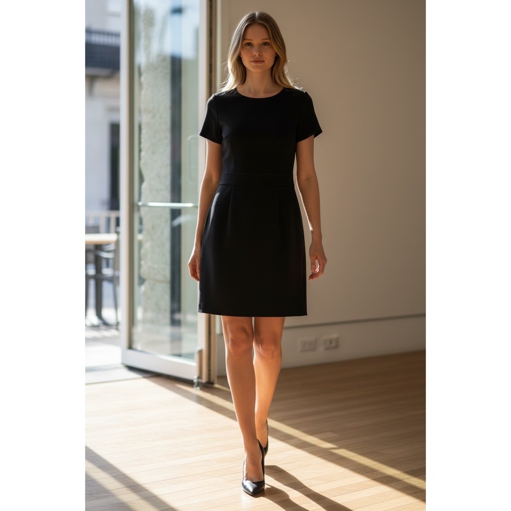 Banana Republic Size 2‎ Black Short Sleeve Sheath Dress Professional Workwear